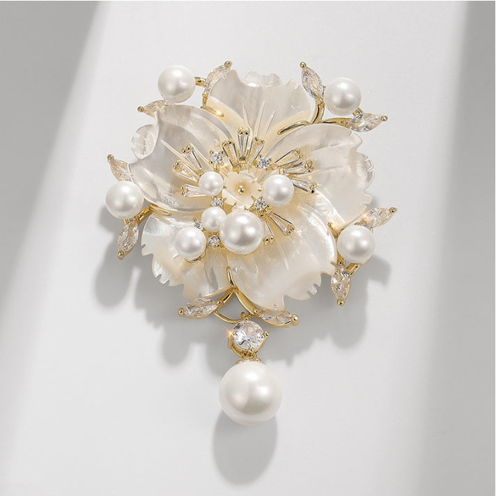 Camellia Pearl Brooch