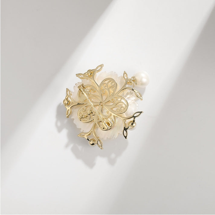 Camellia Pearl Brooch