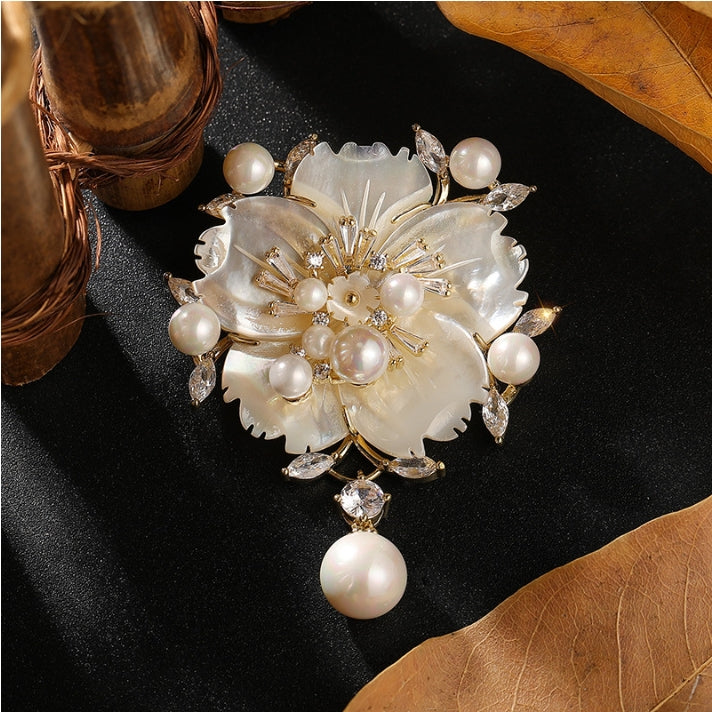 Camellia Pearl Brooch
