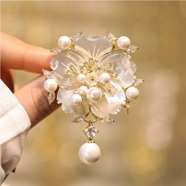 Camellia Pearl Brooch