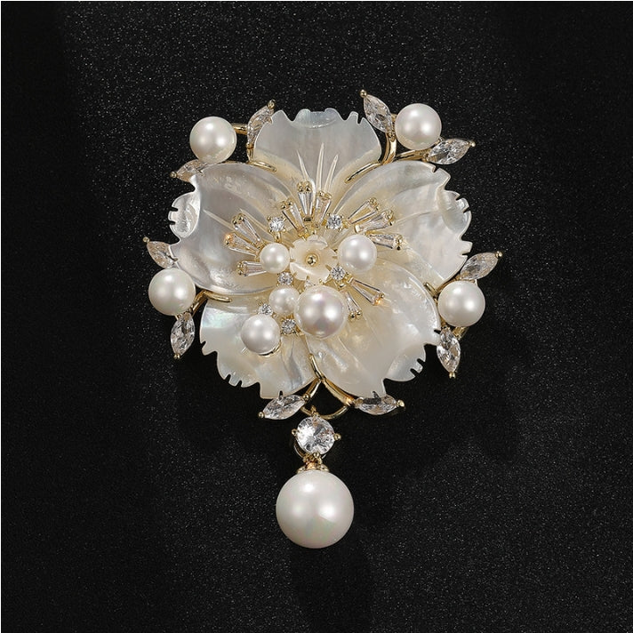 Camellia Pearl Brooch