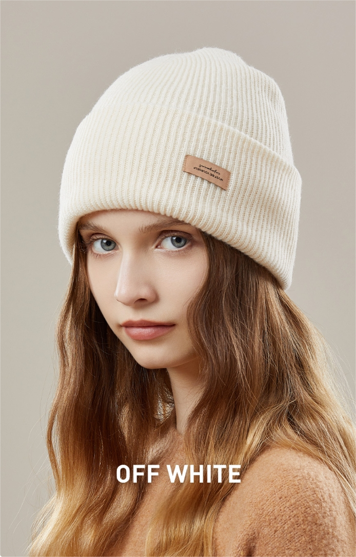 Women's autumn and winter 100% wool warm hat, wool multi-color simple knitted hat