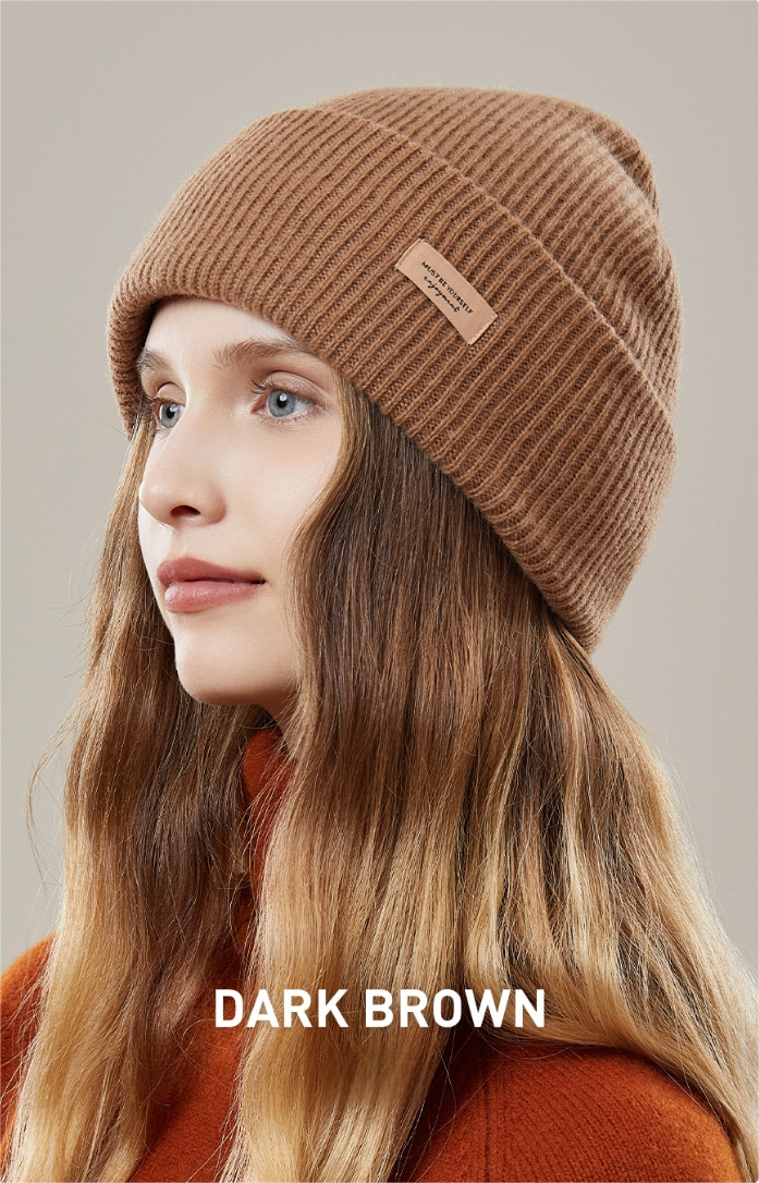 Women's autumn and winter 100% wool warm hat, wool multi-color simple knitted hat