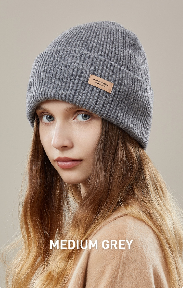 Women's autumn and winter 100% wool warm hat, wool multi-color simple knitted hat