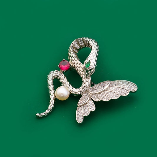 Butterfly and snake brooch. - AOA Fashion Accessories