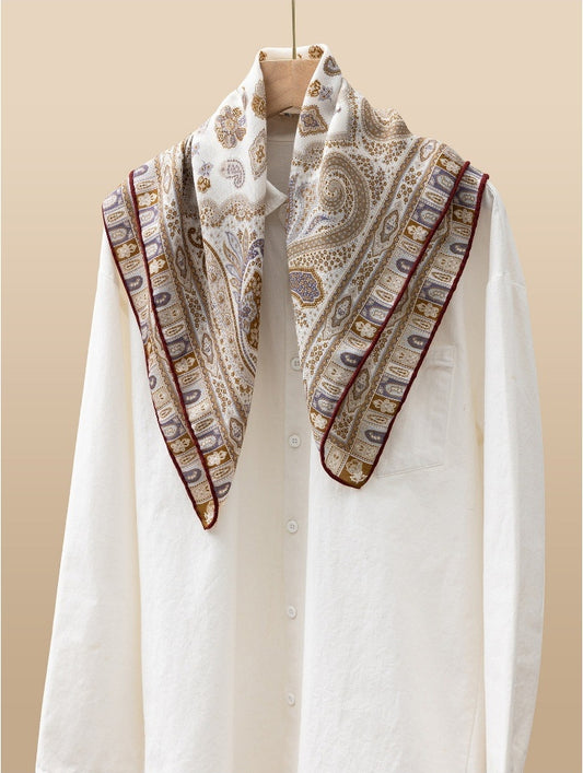 Versatile silk wool square scarf. - AOA Fashion Accessories