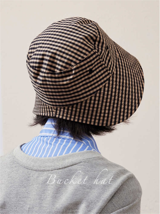 U-shaped bucket hat with large brim at the back.