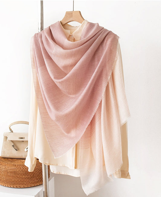 Gradient color 100% wool scarf. - AOA Fashion Accessories