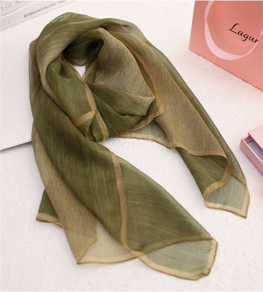 Plant yam dyed 100% mulberry silk scarf. - AOA Fashion Accessories