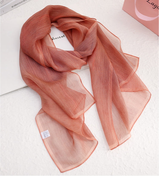 Plant yam dyed 100% mulberry silk scarf. - AOA Fashion Accessories