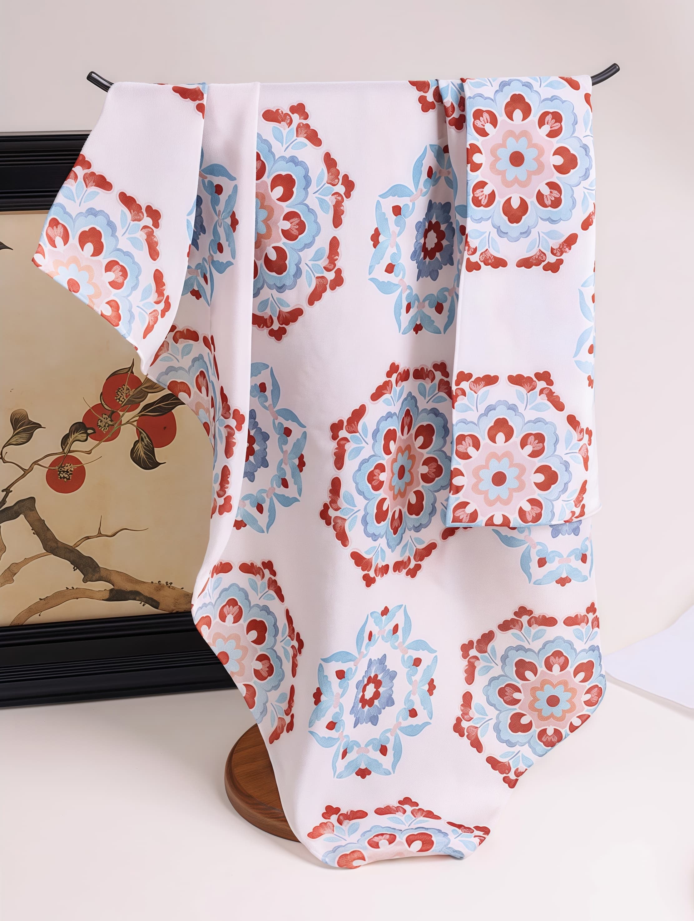 Art-Inspired Floral Silk Square Scarf - AOA Fashion Accessories