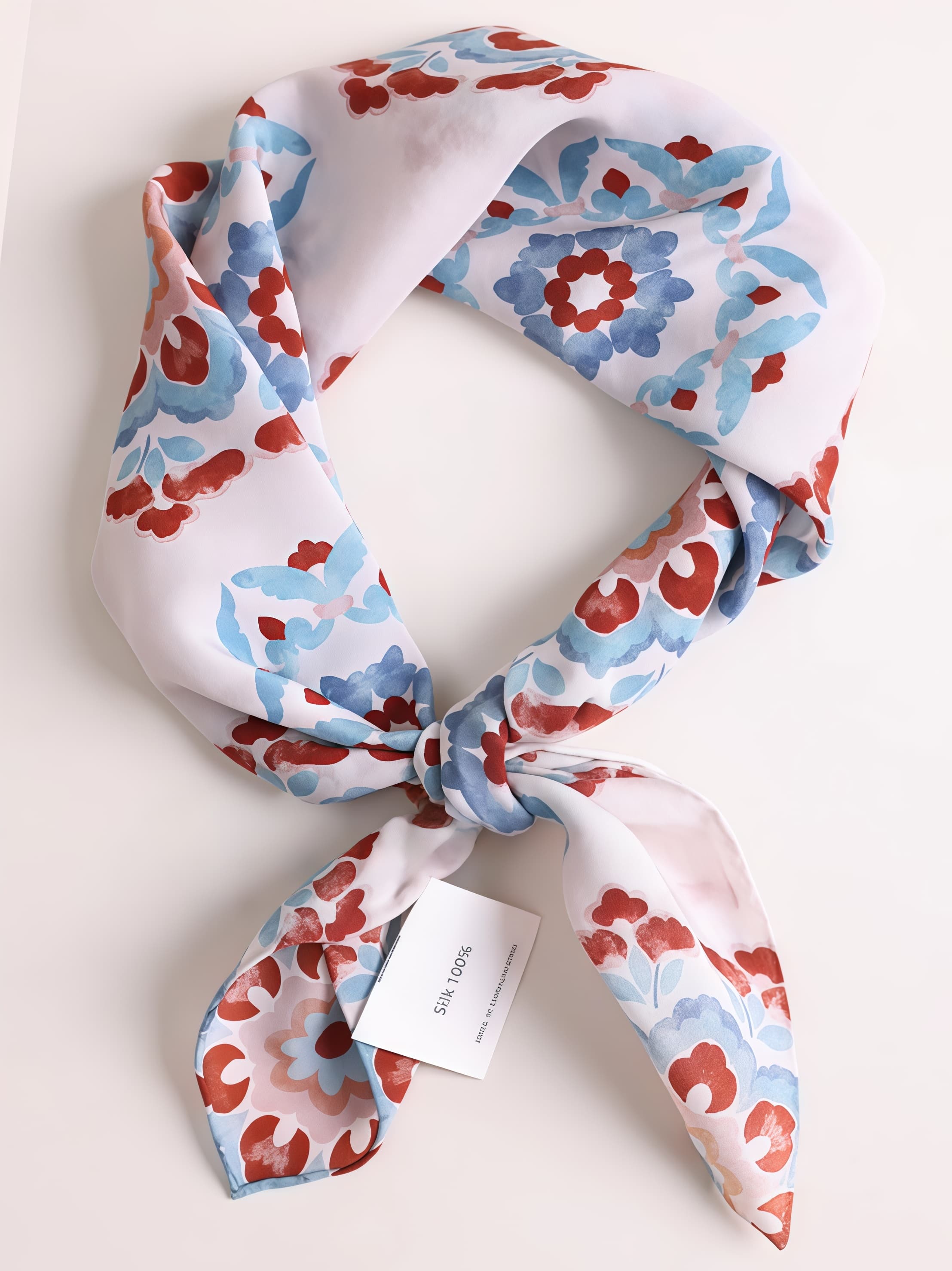 Art-Inspired Floral Silk Square Scarf - AOA Fashion Accessories