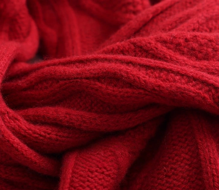 Wool Diamond Cable Knit Scarf – Vintage Texture & Timeless | Multiple Colors