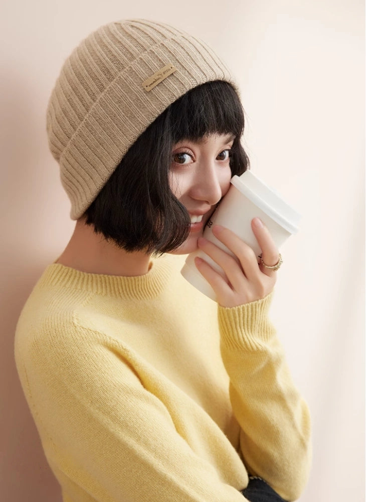 Unisex Cashmere Ribbed Beanie – Stylish & Versatile | Multiple Colors