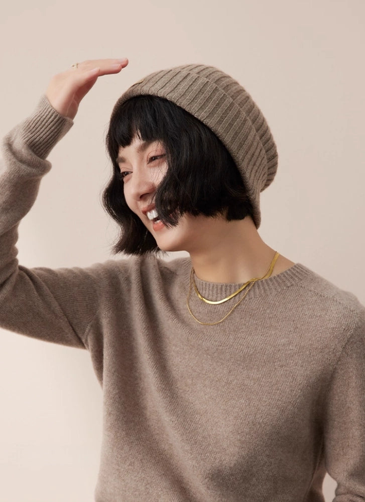 Unisex Cashmere Ribbed Beanie – Stylish & Versatile | Multiple Colors