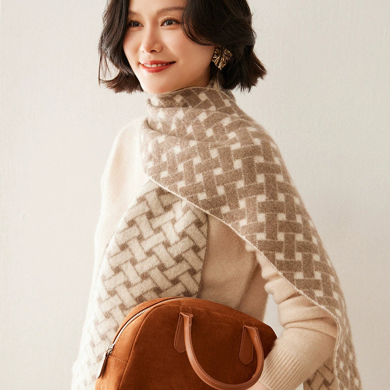 Cashmere Scarf – Geometric Colorblock Elegance | Multiple Colors