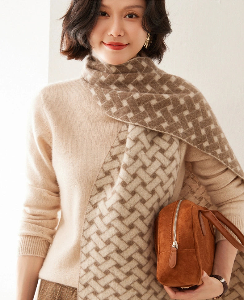 Cashmere Scarf – Geometric Colorblock Elegance | Multiple Colors