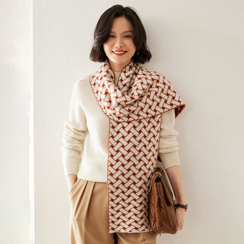 Cashmere Scarf – Geometric Colorblock Elegance | Multiple Colors