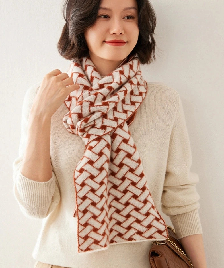 Cashmere Scarf – Geometric Colorblock Elegance | Multiple Colors