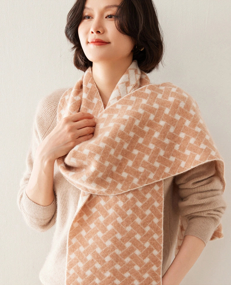 Cashmere Scarf – Geometric Colorblock Elegance | Multiple Colors
