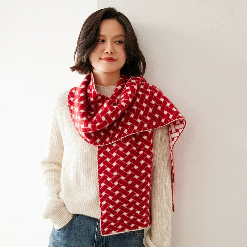 Cashmere Scarf – Geometric Colorblock Elegance | Multiple Colors