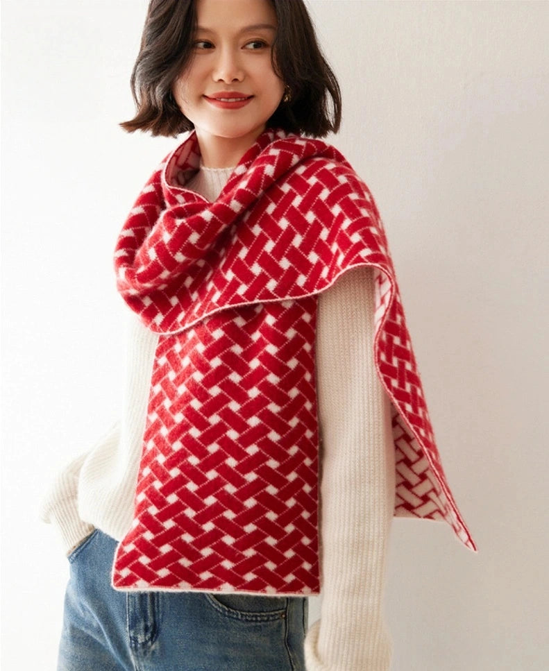 Cashmere Scarf – Geometric Colorblock Elegance | Multiple Colors