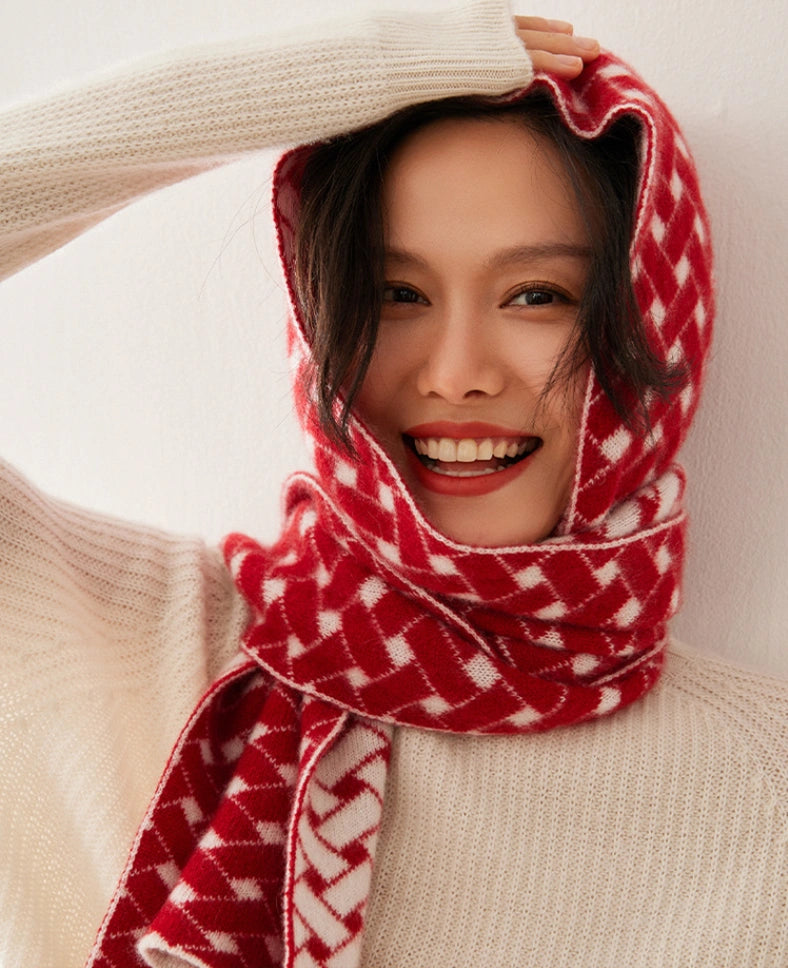 Cashmere Scarf – Geometric Colorblock Elegance | Multiple Colors