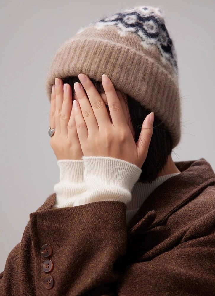 Cashmere Fair Isle Beanie – Vintage Nordic Elegance | Multiple Colors