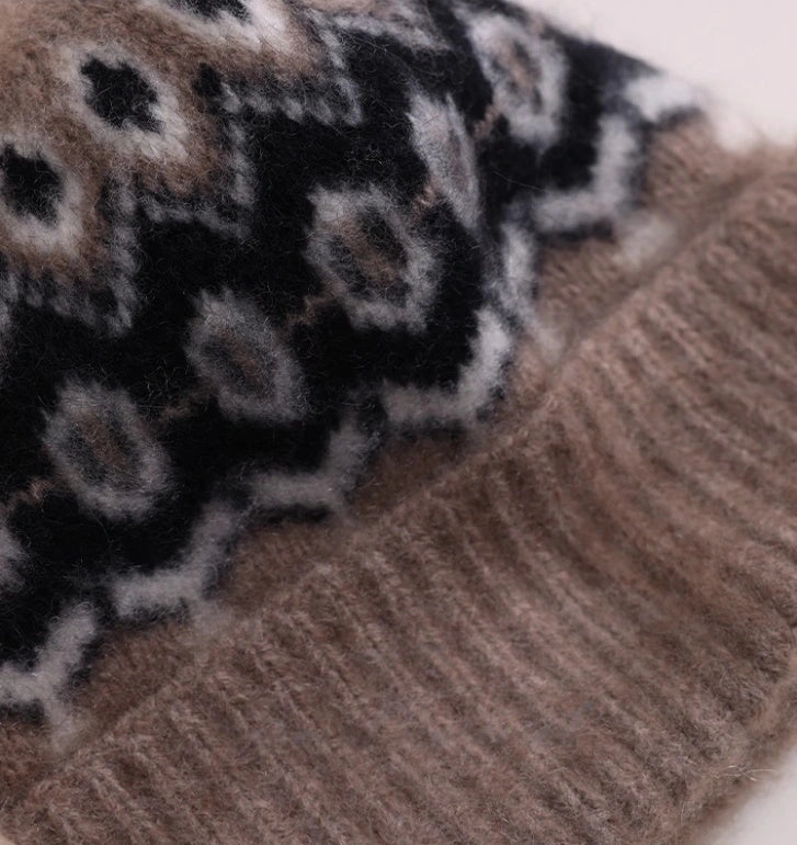 Cashmere Fair Isle Beanie – Vintage Nordic Elegance | Multiple Colors