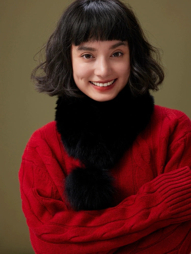 Reversible Fox & Rex Rabbit Fur Scarf | Multiple Colors