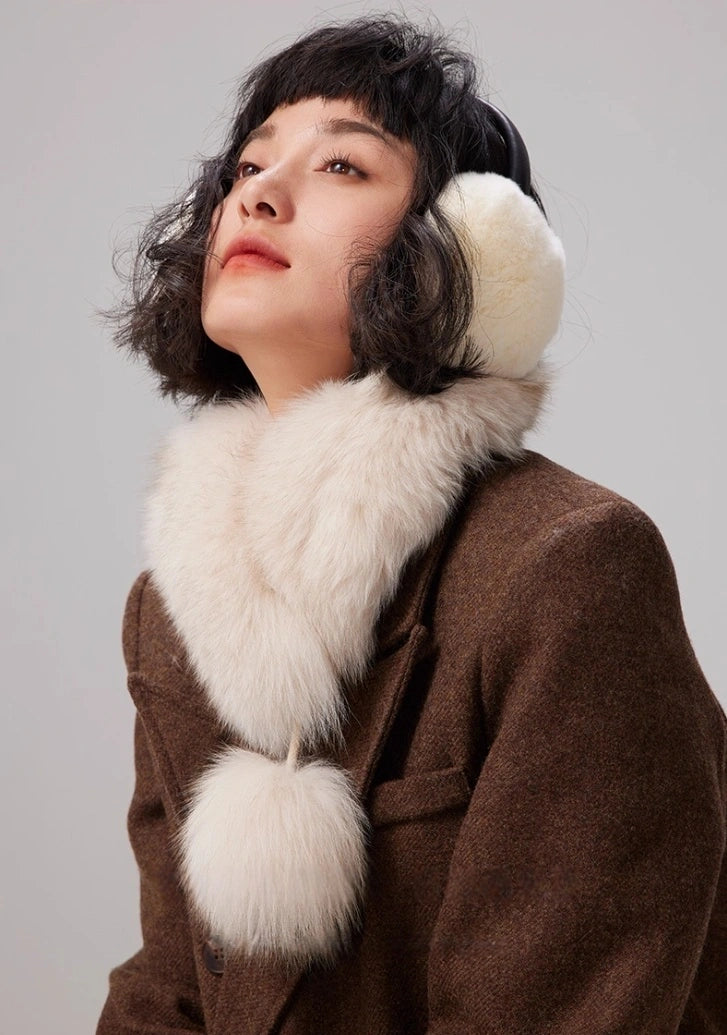 Reversible Fox & Rex Rabbit Fur Scarf | Multiple Colors