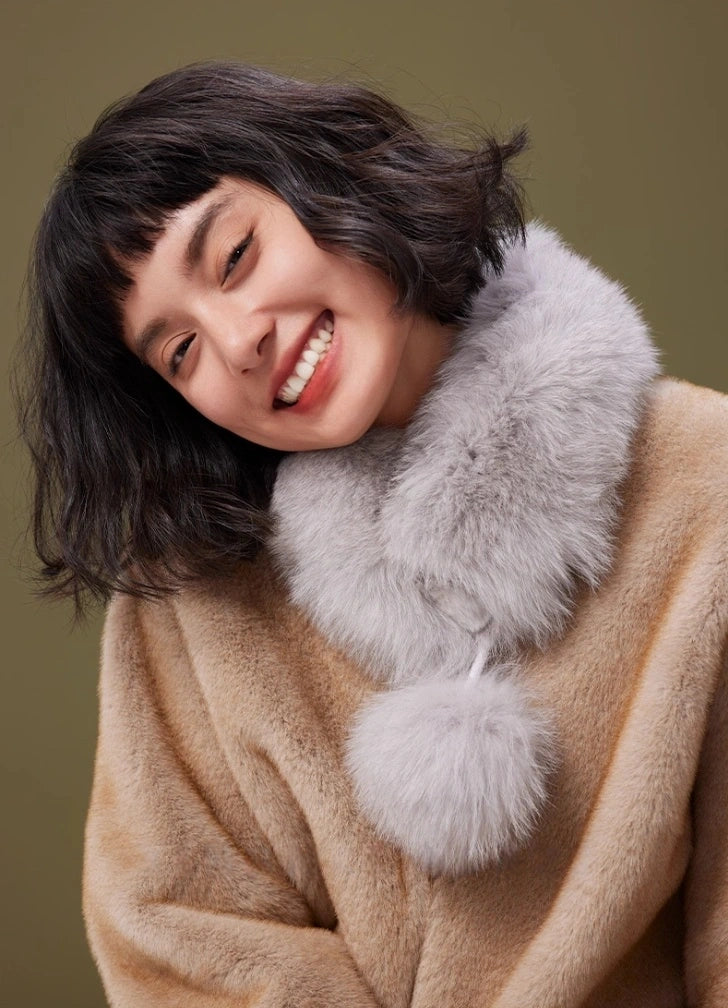 Reversible Fox & Rex Rabbit Fur Scarf | Multiple Colors