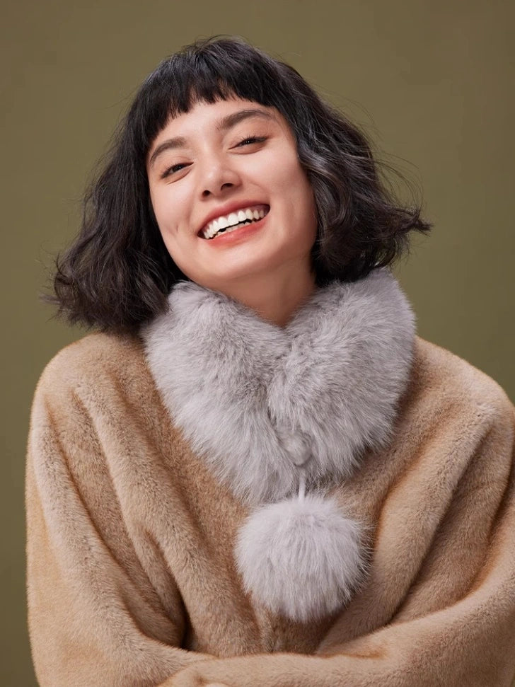 Reversible Fox & Rex Rabbit Fur Scarf | Multiple Colors