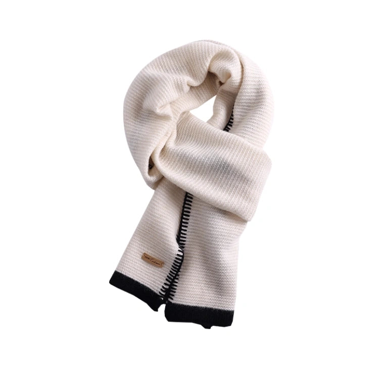 Cashmere Scarf – Minimalist Contrast Edge Design | Black & Ivory