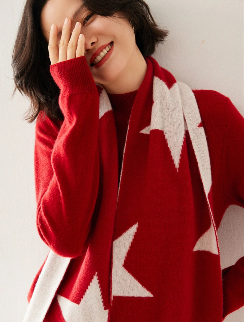 Cashmere Scarf for Women - Star Pattern | Multiple Colors