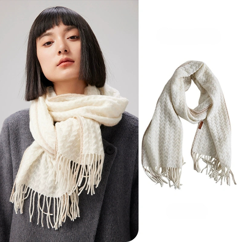 Cashmere Scarf – Classic Embossed Houndstooth Elegance | Multiple Colors