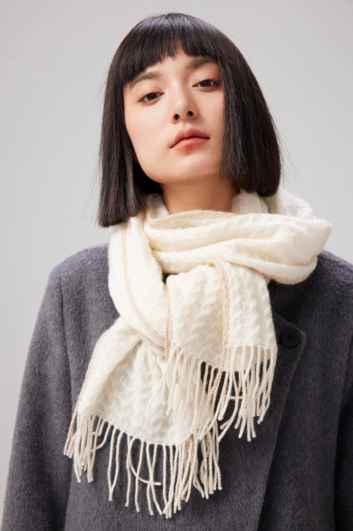 Cashmere Scarf – Classic Embossed Houndstooth Elegance | Multiple Colors