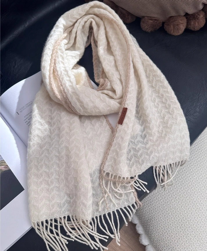Cashmere Scarf – Classic Embossed Houndstooth Elegance | Multiple Colors
