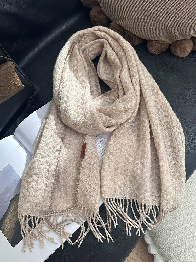 Cashmere Scarf – Classic Embossed Houndstooth Elegance | Multiple Colors