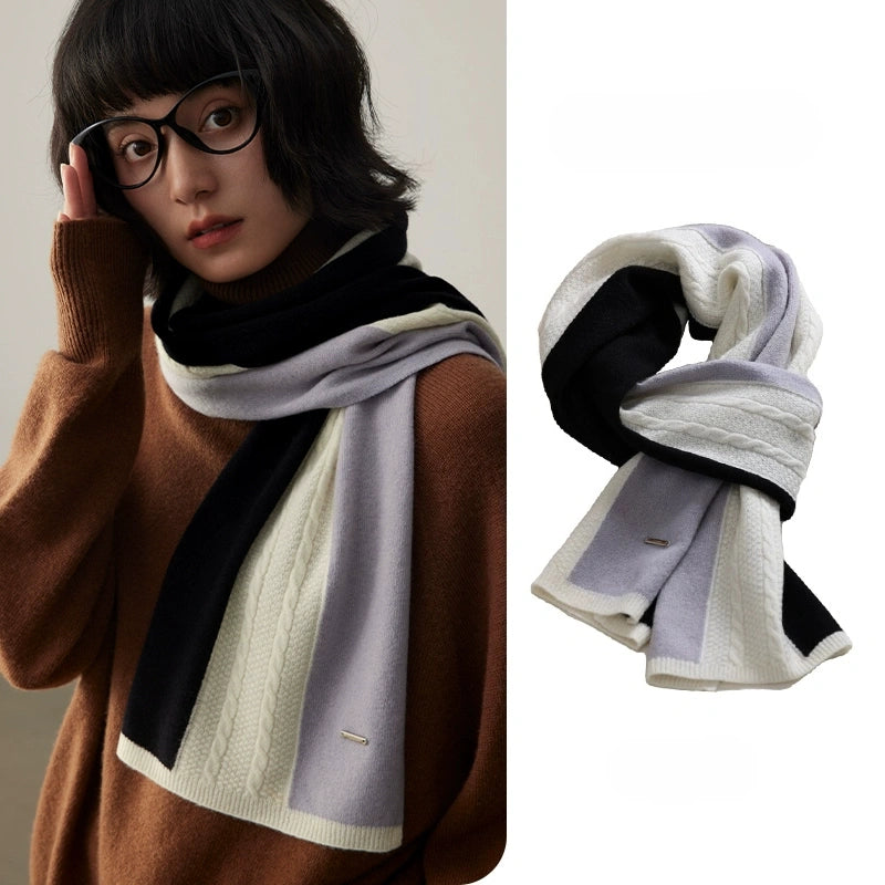 Wool Colorblock Scarf – Vintage Cable Knit | Multiple Colors
