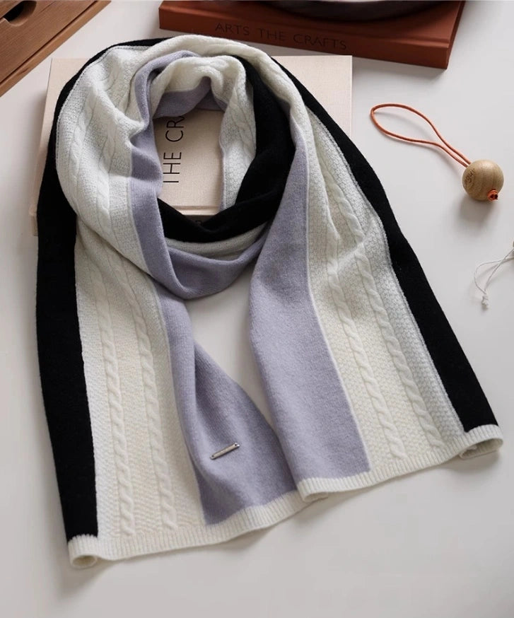 Wool Colorblock Scarf – Vintage Cable Knit | Multiple Colors