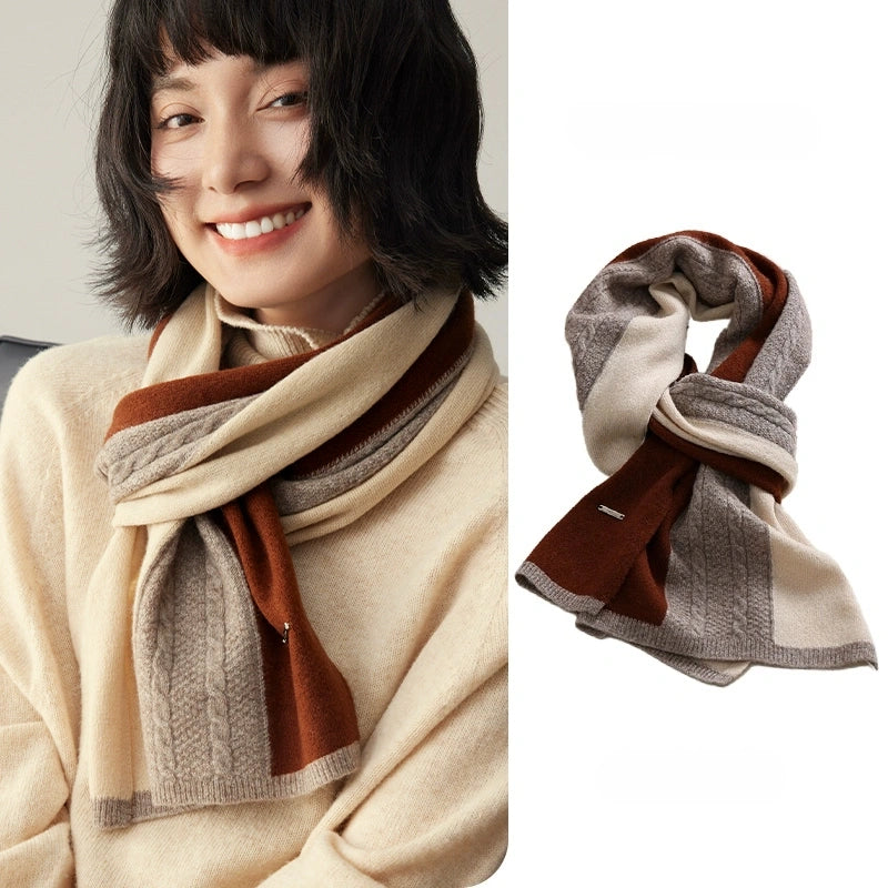 Wool Colorblock Scarf – Vintage Cable Knit | Multiple Colors