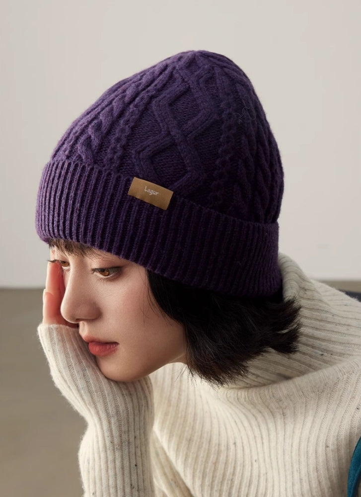 100% Wool Knit Beanie – Dreamy Purple Collection