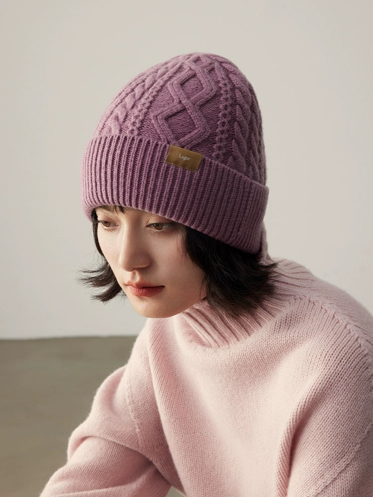 100% Wool Knit Beanie – Dreamy Purple Collection