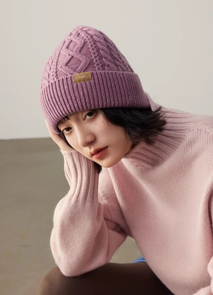 100% Wool Knit Beanie – Dreamy Purple Collection