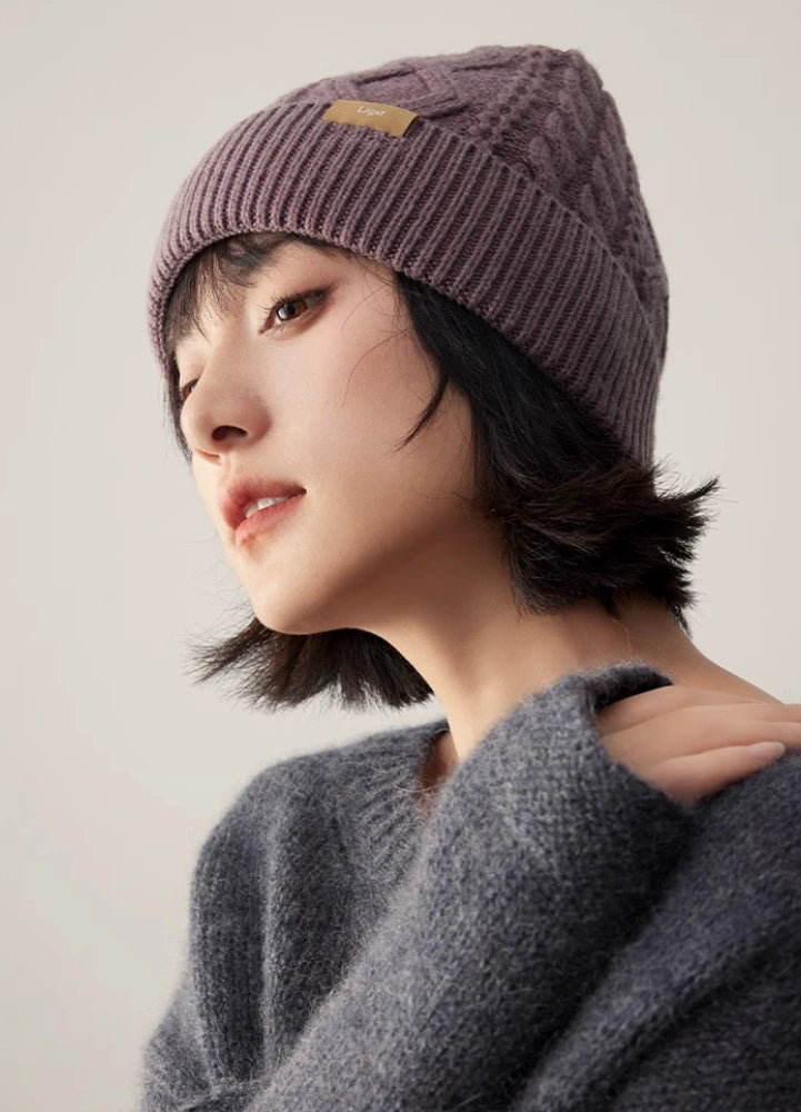 100% Wool Knit Beanie – Dreamy Purple Collection