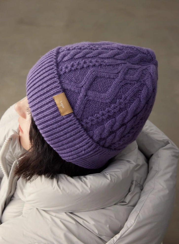 100% Wool Knit Beanie – Dreamy Purple Collection
