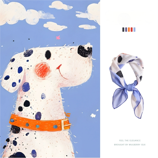 Dalmatian Delight 100% Silk Scarf – 65x65cm - AOA Fashion Accessories