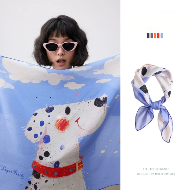 Dalmatian Delight 100% Silk Scarf – 65x65cm - AOA Fashion Accessories